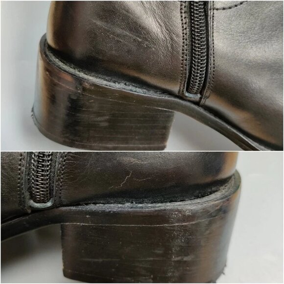 JIGSAW UK Western Zipper Boots Floral Embossed Black Suede Leather Size 38 US 7 - Picture 13 of 16